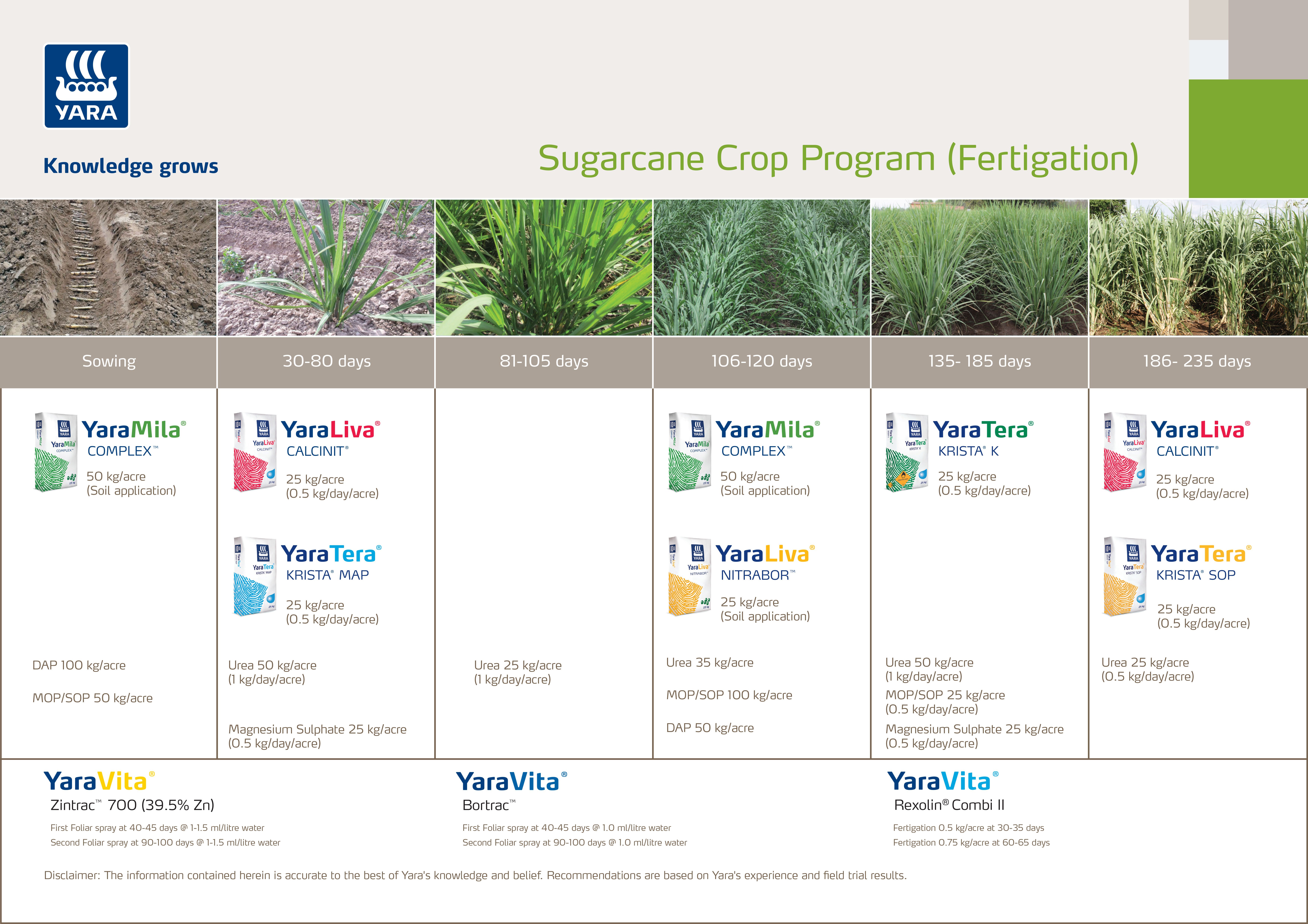 Sugarcane Fertilizer Chart