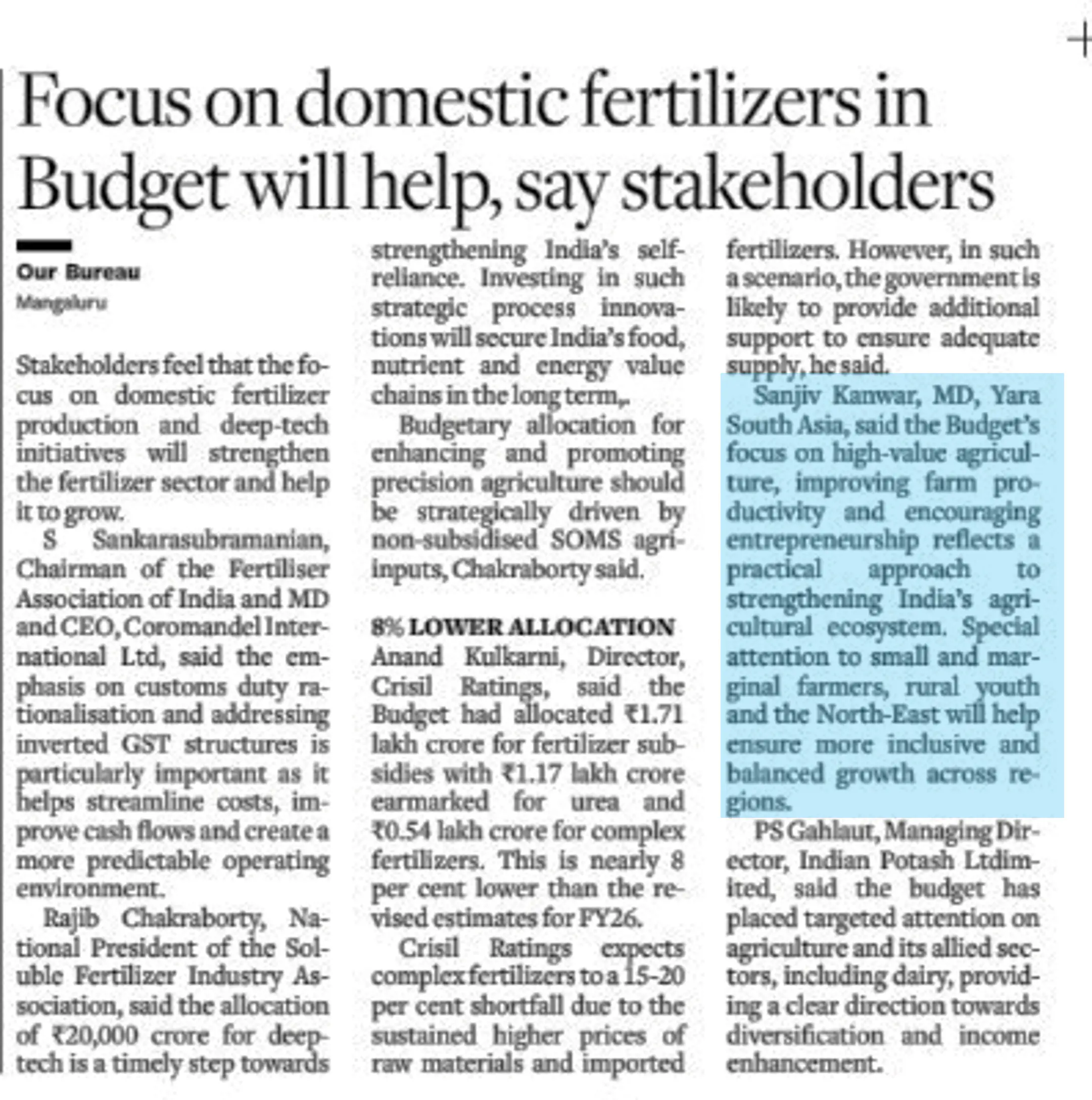 Focus on domestic fertilizers in Budget will help, say stakeholders