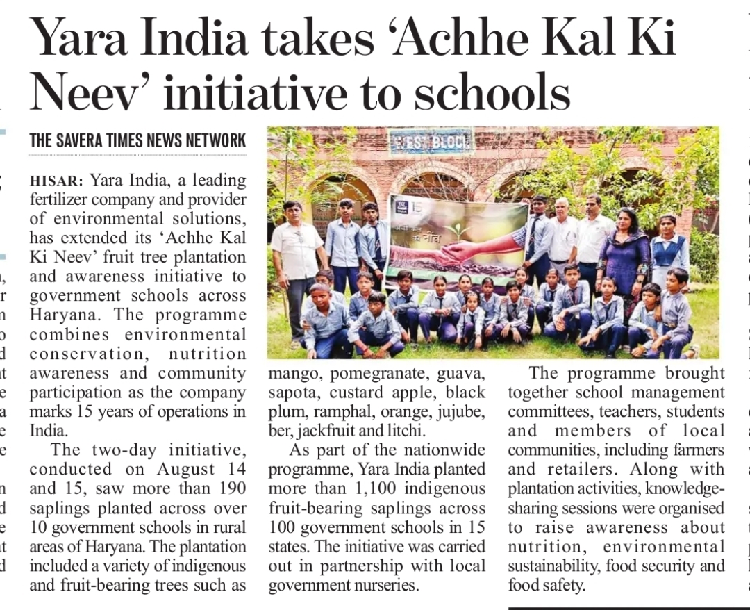 The Savera Times_Yara India_Pg03_23Aug2026_Hisar